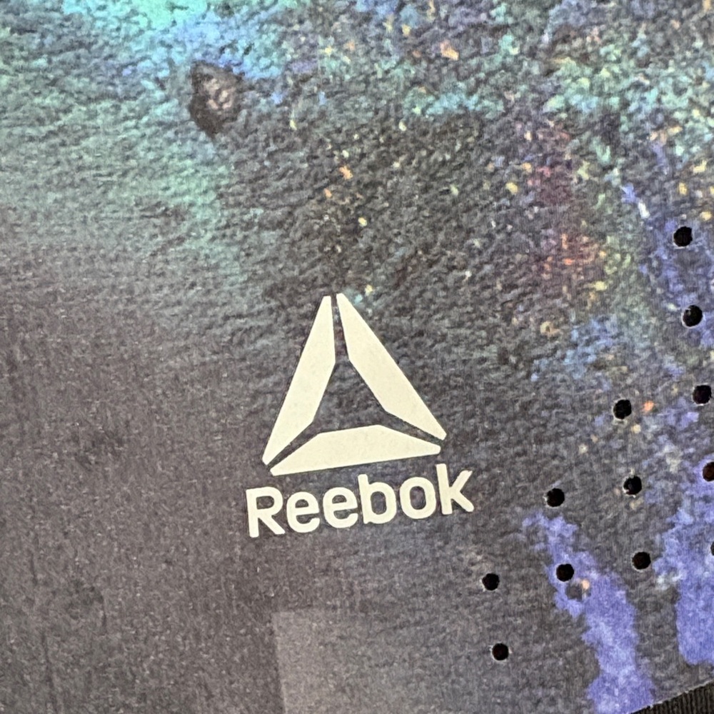 Reebok Women's Black Iridescent Print Athletic Shorts - Picture 2 of 4